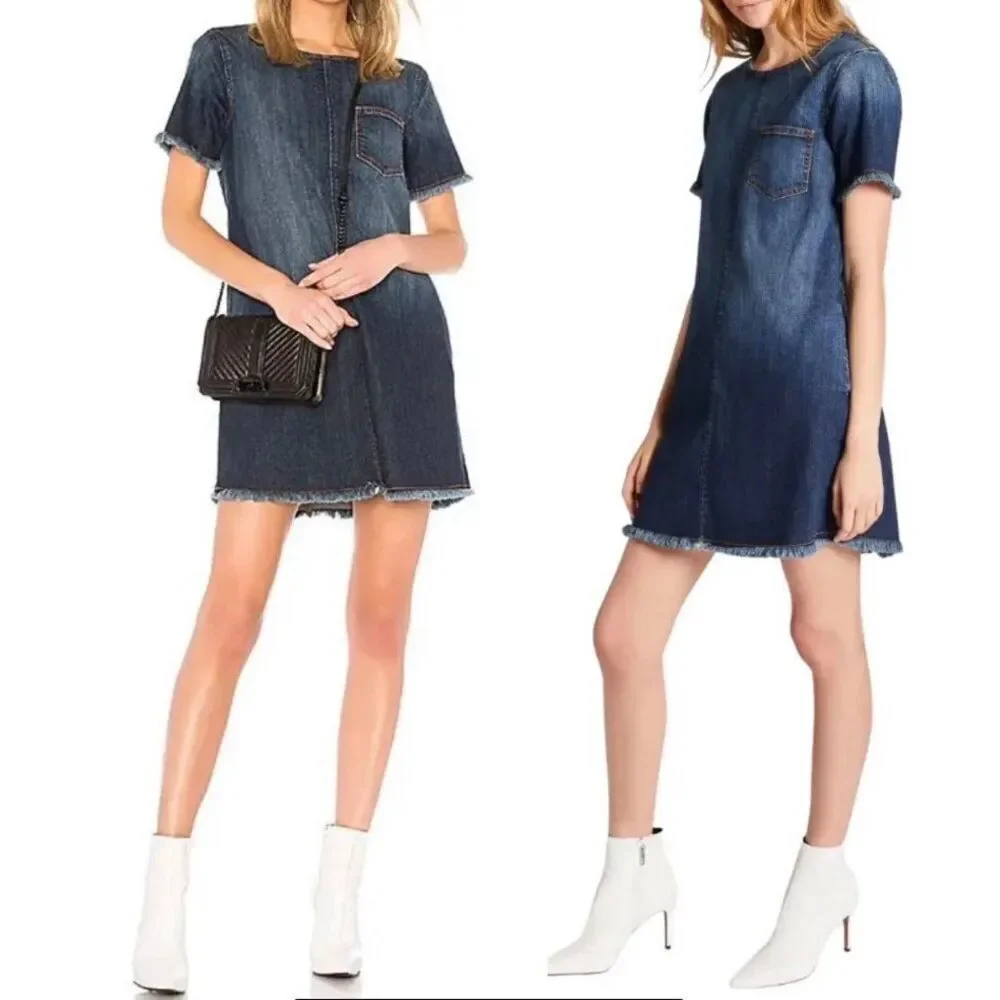 Current/Elliott Jean Denim Mini Shift Dress Sz 2